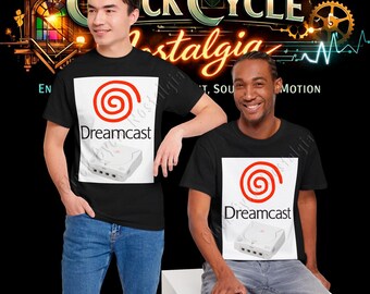 Sega Dreamcast-logotyp och konsol-t-shirt - Retro 128-bitars spelgrafik-t-shirt