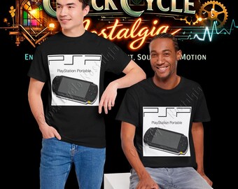 2005 PlayStation Portable PSP-konsol & logotyp T-shirt - Retro handhållen speltröja med grafisk design