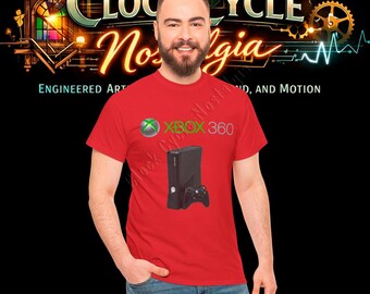 2005 Xbox 360-konsol & logotyp T-shirt - sjunde generationens retrospelgrafiktröja