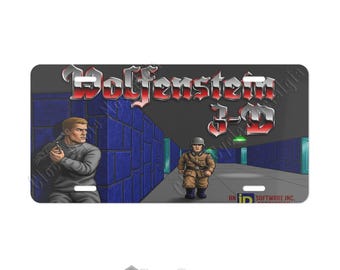 Wolfenstein 3D Aluminum License Plate - Retro FPS Gaming Car Decor - 12x6 Tag