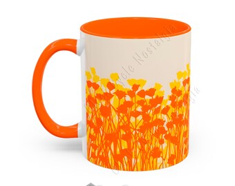 1970s Sweetheart Flower Paper Cup Reprint Coffee Mug - Orange Floral - 11 Colors