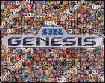 Sega Genesis Ultimate Mosaic - 697 Game Box Art Tribute - 16-Bit Retro Poster - Satin - Repositionable