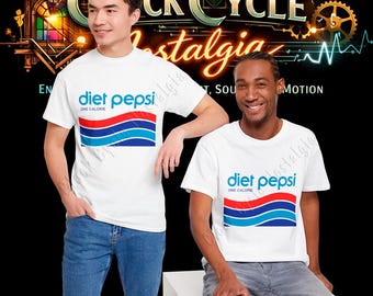Diet Pepsi One Calorie Retro T-Shirt - 1970s Soda Pop Culture Logo Tee - Reprint