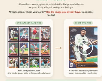 Your Custom Trading Card Showcase Videos (Digital Download) – Perfect for TikTok/Reels, Etsy, eBay, and YouTube – 2 Photos = 8 Videos