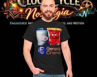 General Cinema Popcorn and Cup First Date T-Shirt - Retro GCC Mascot Tee UNIQUE