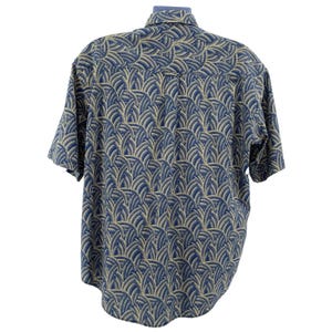 Pendleton Vintage Shirt Herren L Tan Blau Tropical Print Kurzarm Baumwolle USA Bild 3