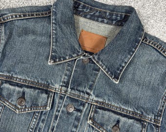 Kurtka jeansowa GAP męska M niebieska ciężarówka z guzikami Y2K Vintage 2003 Casual