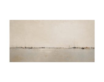 High Call Volume | Minimalist Neutral Abstract Canvas | Large Beige Wall Art | Modern Living Room Decor