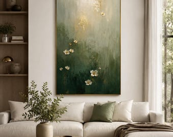 Department of Spring | Sage Green Floral Canvas | Large Vertical Wall Art