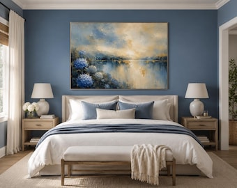Summer Bloom | Blue Hydrangea Wall Art | Coastal Bedroom Canvas Print