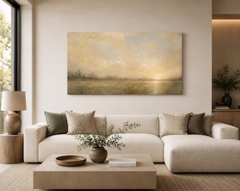 Quiet Arrival | Neutral Landscape Canvas Print | Calm Beige Wall Art