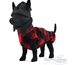 Double Layer Lumberjack Red and Black Winter Dog Coat - Cozy Warm Buffalo Plaid Check  Made with Your Measurements for that Perfect Fit.