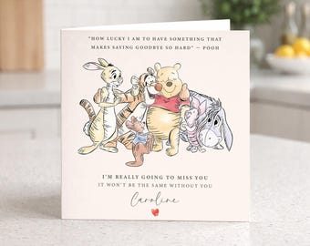 Personalised Winnie The Pooh Card - Leaving Card - Pooh and Friends - Miss You - Good Luck - New Job Card - Piglet - Tigger - Pooh Bear