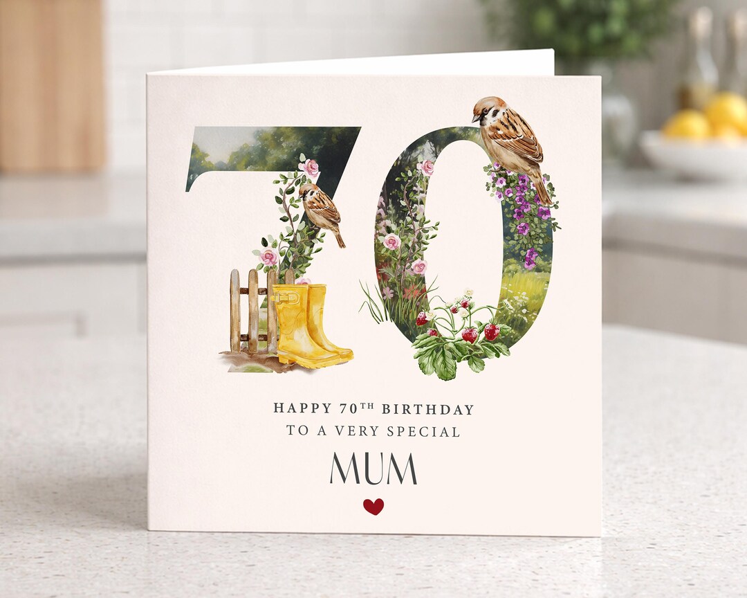 Personalised 70th Birthday Card for Mum - Floral Design - Mam - Seventy ...