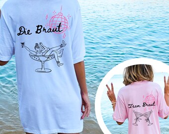 JGA Shirt Braut Weiß, Team Braut Rosa Shirt, Junggesellinnenabschied Outfit, Bride Squad Shirt, Bachelorette Party T-Shirt