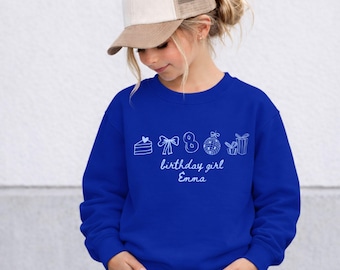 Bluza z okrągłym dekoltem dla młodzieży z motywem urodzin | tort, balony, impreza, personalizacja imienia