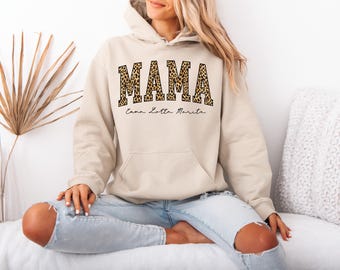 Leopard Print MAMA Hoodie | Mama Lettering Sweatshirt