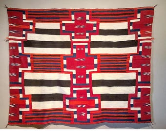 Rustic Chief Blanket Southwestern Navajo Kilim Dhurrie Area Rug Wool 5x7 Vintage Mexican Wool Blend Handwoven rugs