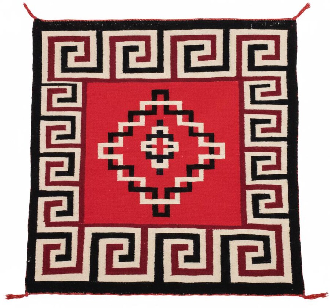 4x4 Ft Handwoven Wool Navajo Kilim Rug, Southwest Boho Tribal Design ...