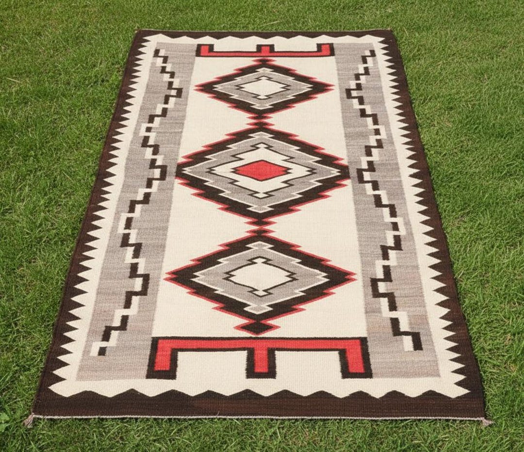 Western Inspired Beauty Handwoven Navajo Rug Size 4x6 Ft Geometric ...