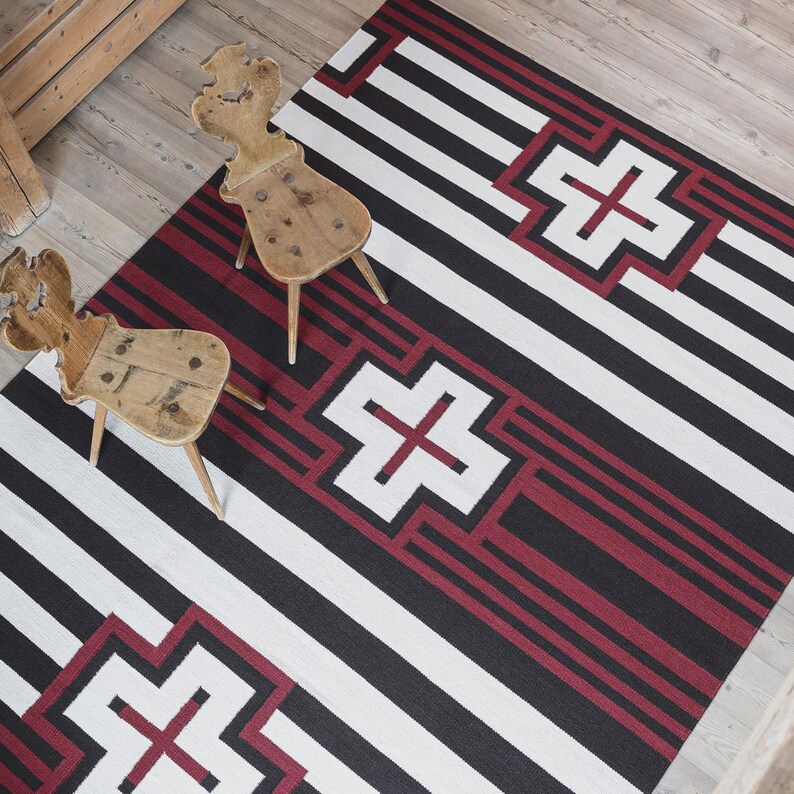 5x7 Ft Handwoven Wool Navajo Rug Southwestern Native American Style ...