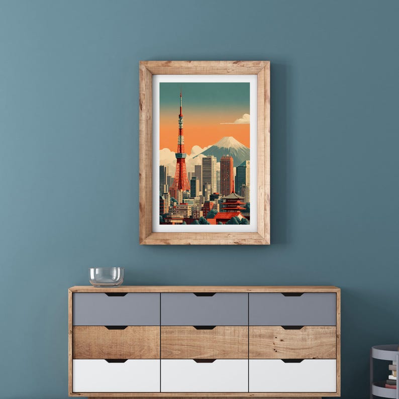 Vintage Tokyo Poster, Retro Japan Travel Print, Mount Fuji Wall Art ...