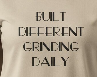 Built Different PNG Workout Print File, Retro Gym Sublimation Design, Grinding Daily Motivational Fitness Quote Digital Download for Shirt