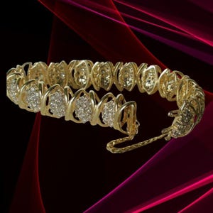 Pulsera de tenis de oro y moissanita, talla redonda, oro amarillo de 14 quilates