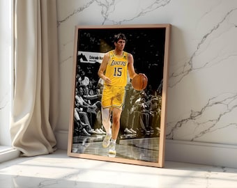 Póster de Austin Reaves, arte mural de baloncesto de la NBA, impresión deportiva de estrella en ascenso, decoración moderna de atletas para sala de juegos y oficina.