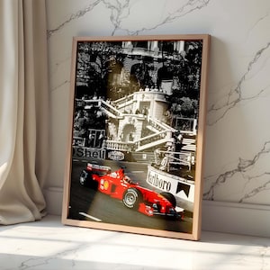 Michael Schumacher Poster, Monaco Grand Princess Rennlegende, Formel 1 Kunstwerk für Raumdekor