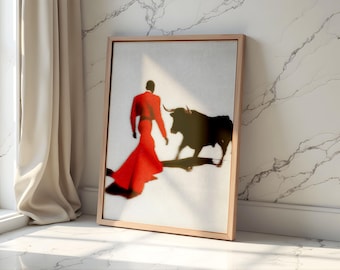 Vintage Matador Poster, Spanish Bullfighter Wall Art, Bullfight Print, Spain Travel Decor, Traditional Spain Gift, Mid Century Modern Art