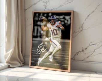 Bo Nix Poster, Denver Football Wall Art, Colorado Sports Print, Quarterback Art Poster, Football Fan Gift, Man Cave Decor, Game Room Art