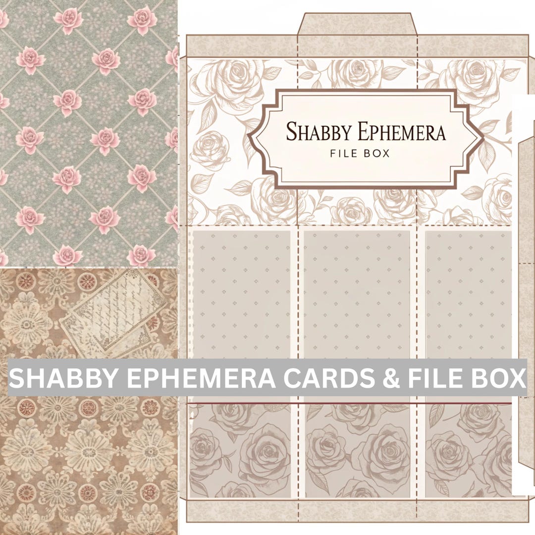 Shabby Chic Ephemera Cards & Box, Vintage Printable Kit (digital ...