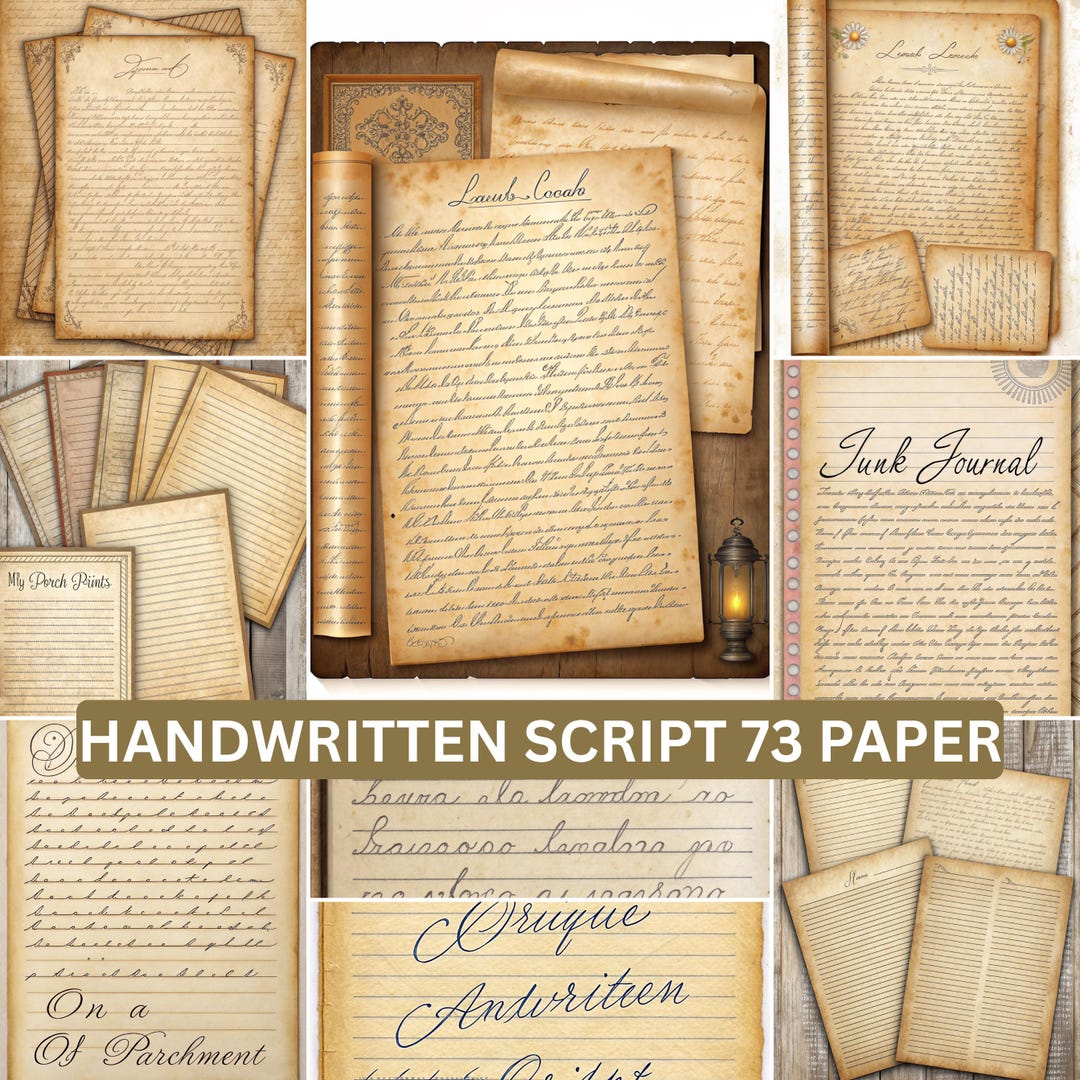 Handwritten Script Junk Journal Pages (digital Download) Caligraphic ...