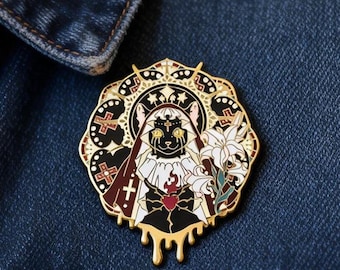 Pin de esmalte de la diosa egipcia del gato: Bastet, insignia de solapa de la mitología del gato negro