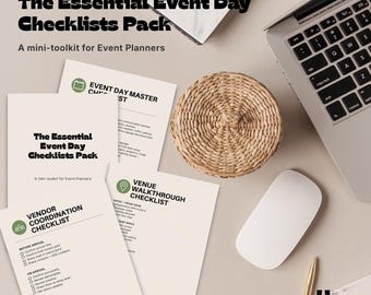 Paquete de listas de verificación para el día del evento / Plantillas PDF para planificadores de eventos / Listas de verificación para proveedores, sedes y emergencias