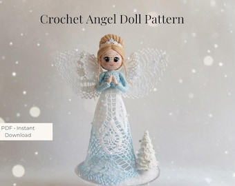 Heirloom Angel Tree Topper Crochet Pattern | 12" Christmas Decoration | Vintage Pineapple Lace Design | Intermediate Thread Crochet PDF