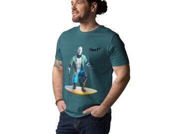 Surfer Geschenk Lustig | Lustiges Surf-Shirt | Humor Tee | Geschenk für Surfer | Roboter Surf Baumwolle T-Shirt
