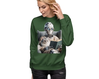 Zabawny prezent dla bibliotekarza | Zabawna bluza dla miłośnika książek | Prezent z humorem | Prezent dla bibliotekarza | Robot-kot