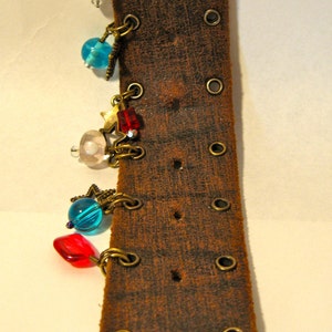 Leather Cuff Charm Bracelet Upcycled Cowgirl Chic Americana Retro OOAK image 3