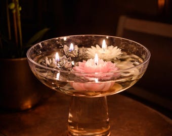Floating Lotus Candles Set of 3 | Floral Water Centerpiece Home Decor