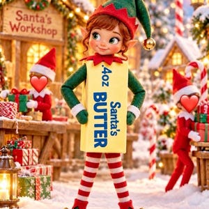 3D Printed Butter Costume for Holiday Elf Doll | Christmas Doll Prop | Funny Holiday Accessory