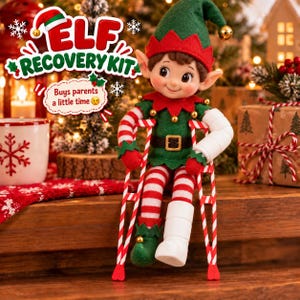 Christmas Elf Injury Kit | Mini Crutches & Cast Set | Holiday Elf Doll Prop | 3D Printed Christmas Accessory | Funny Elf Setup