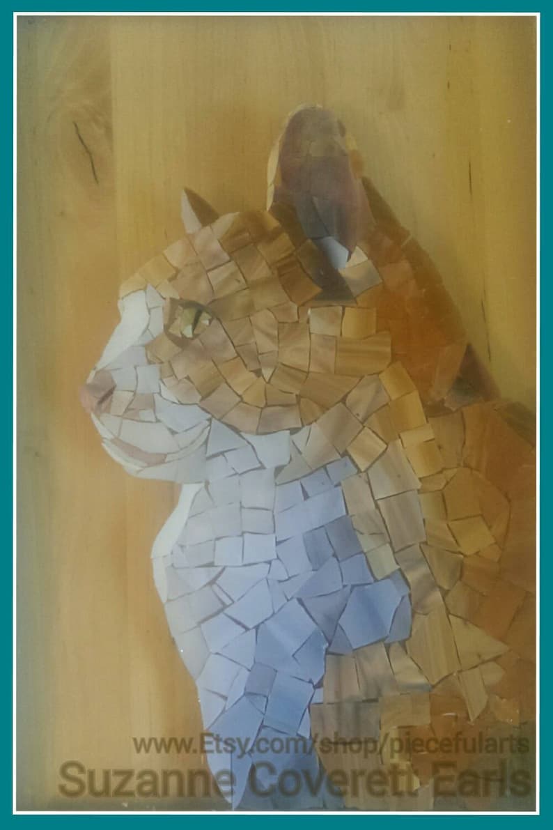 Toby Stained Glass Mosaic Cat Portrait Custom Memorial Etsy