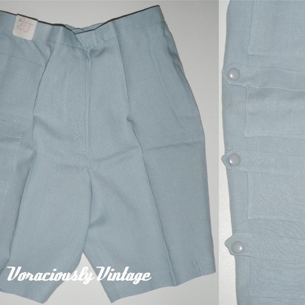 Vintage 50's HIGH WAIST Bermuda Shorts L STRELITZ Ireland IrisH Linen Bombshell Preppy NwT's