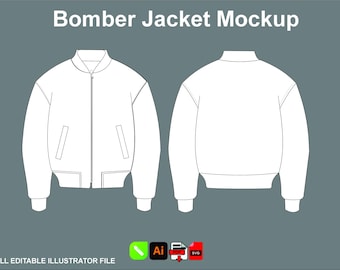Szablon makiety kurtki typu bomber | Pakiet technologii streetwear | Projekt wektorowy programu Illustrator