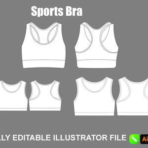 Sports Bra Mockup Tech Pack Vector Activewear Clothing Template Design File
