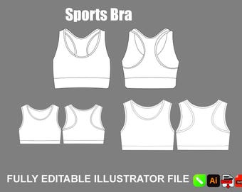 Sportbeha Mockup Tech Pack Vector Activewear Kleding Sjabloon Ontwerp
