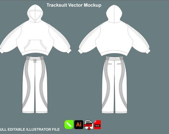 Modello per tuta sportiva streetwear Tech Pack, set felpa oversize jogger Illustrator