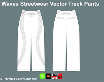 Modello per pacchetto tecnico di pantaloni da tuta streetwear, download vettoriale in Illustrator AI